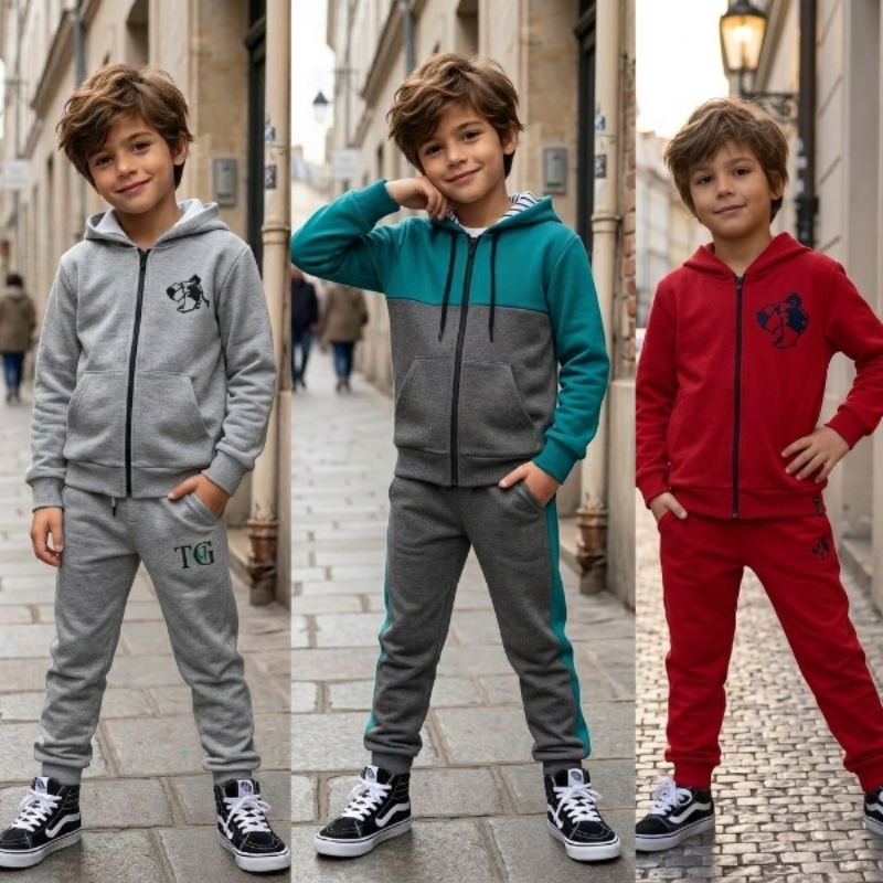 Conjunto Moletom Infantil Flanelado Menino e Menina Casaco + Calça Inverno Masculino e Feminina