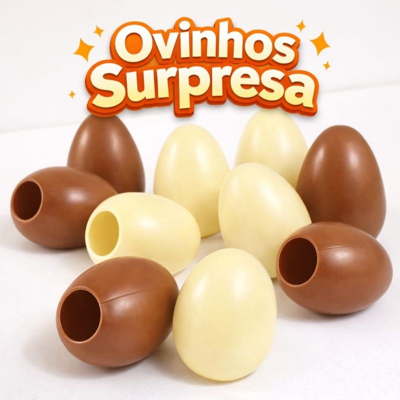 Kit Ovinhos Surpresa P/ Lembrancinha de Páscoa Porta Doces de Plástico EMBALIKE