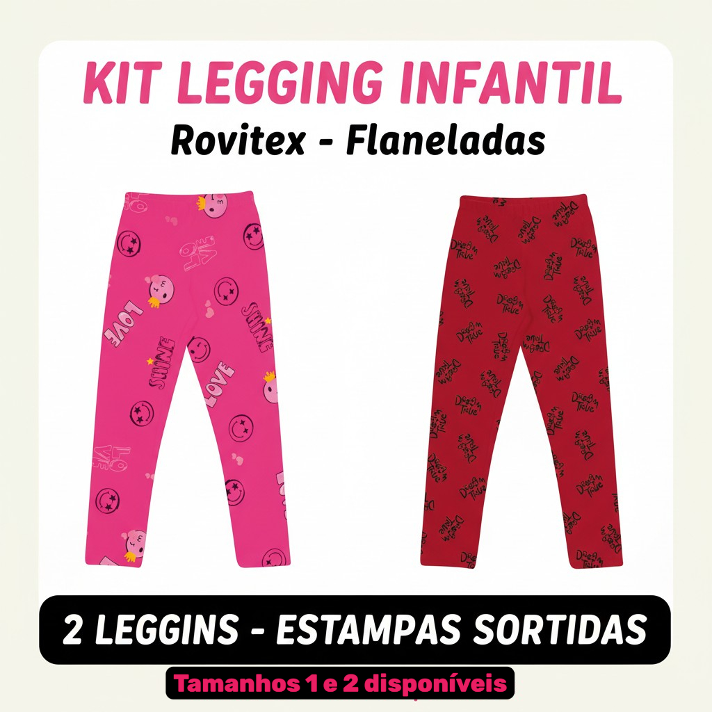 Calça Legging infantil menina Térmica flanelada Rovitex RoviKids - calça quentinha menina - KIT com 2 OU AVULSO