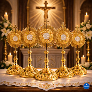 Kit 5 Ostensórios Dourados 6cm com Base Removível – Lembrancinha Católica Primeira Comunhão Batizado em Oferta na Shopee