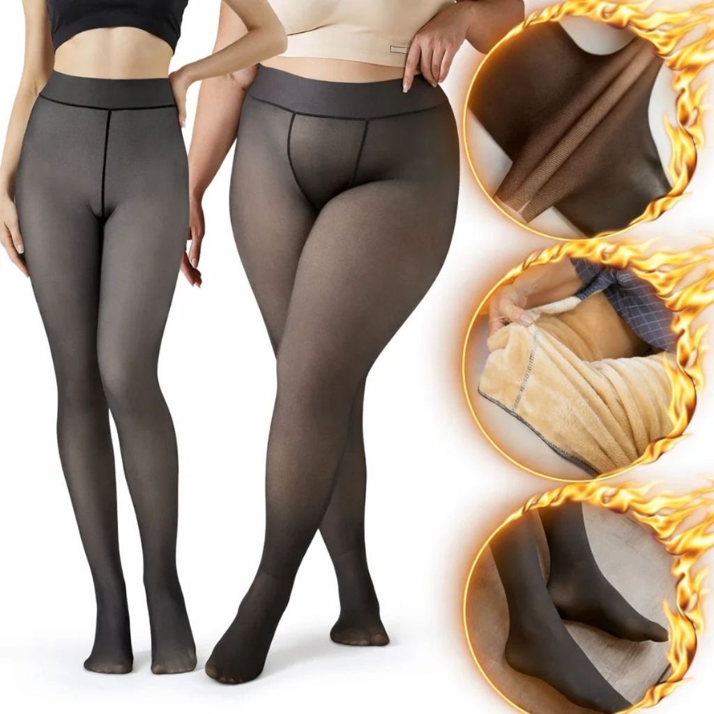 Meia Calça Térmica Forrada Peluciada Translúcida De Lã Quente Feminina Para Inverno P/M/G/GG