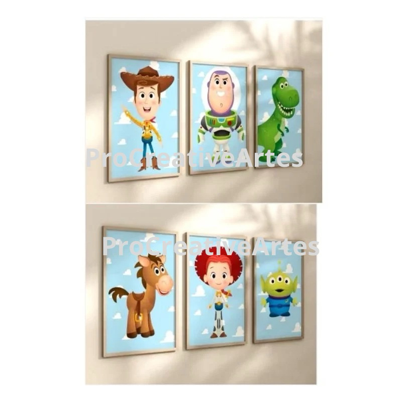 kit quadrinhos decorativos toy story com 6 peças desenho em Oferta na Shopee