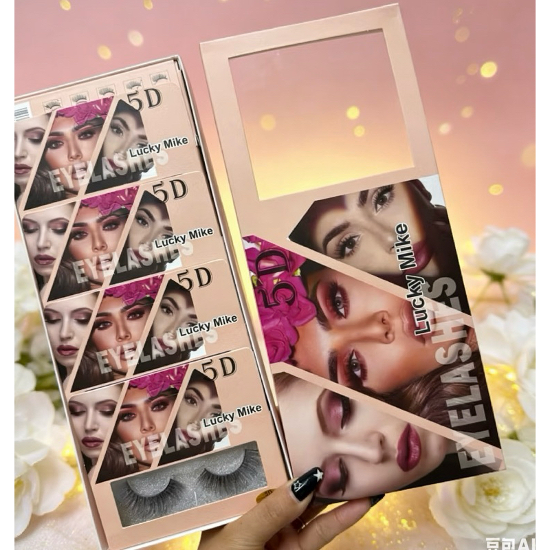 box C/10 Pares de Cílios Postiços lucky mike em Oferta na Shopee