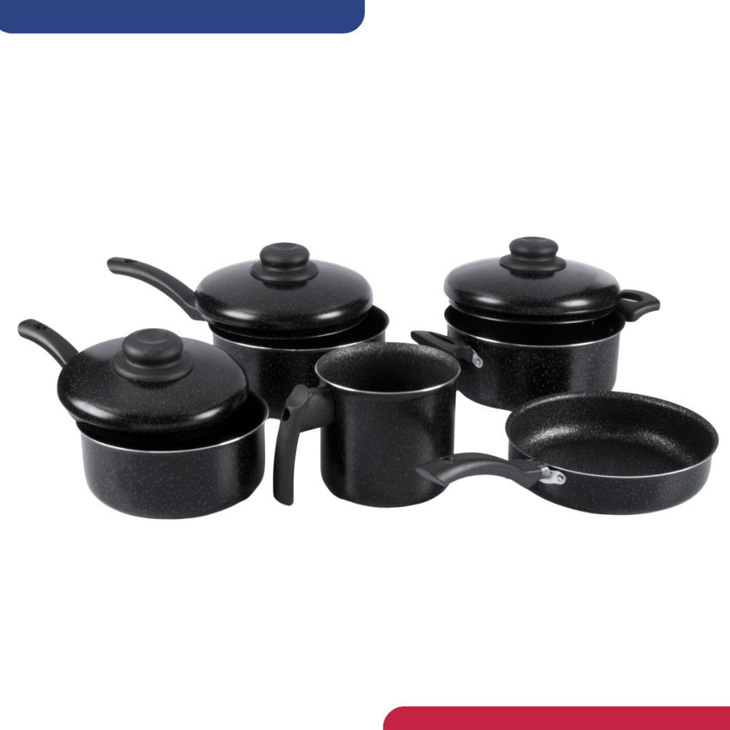 Jogo Panelas 5 Peças Tradicional Preto Nacional