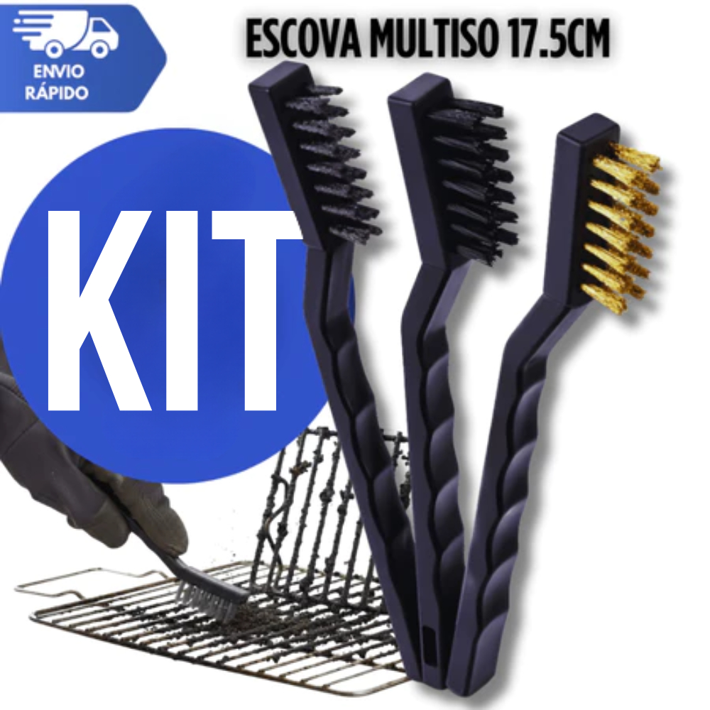Kit Escova de Aço Multiuso Aço Latão Nylon Cabo Plástico Limpeza Leve e Pesada Multiuso Escovas