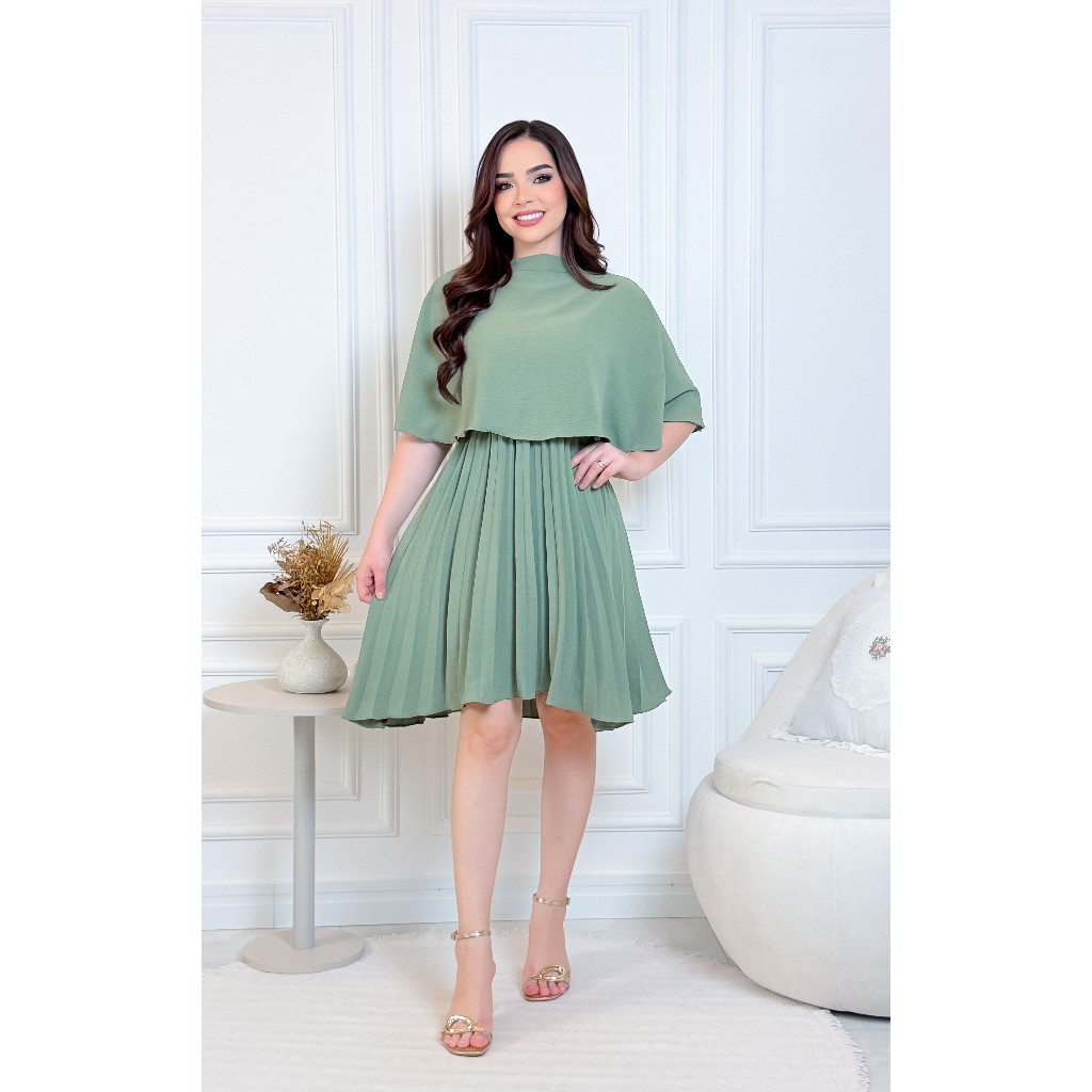Vestido Curto Plissado 2 em 1 Penélope  liquidaçao2026**