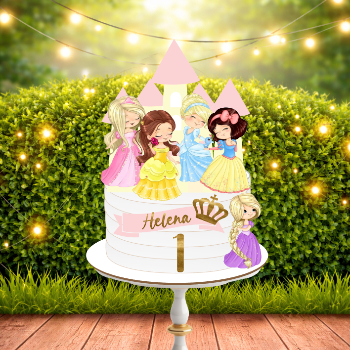 TOPO DE BOLO PERSONALIZADO PRINCESAS / DECORAÇÃO DE ANIVERSÁRIO / MÊSVERSÁRIO