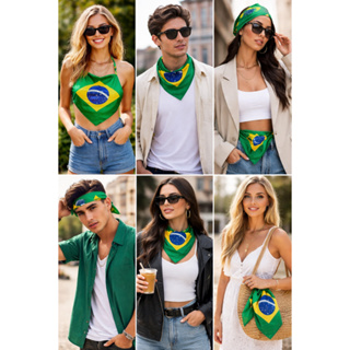 Lenço Feminino + Masculino Brasil 55x55 Bandana Unissex Moda Copa do Mundo   Estilo Cabeça Pescoço Bolsa Tendência 2026. em Oferta na Shopee