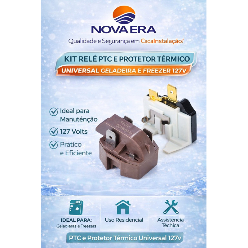 kit Relé Ptc E Protetor Térmico Universal Geladeira e Freezer 220v
