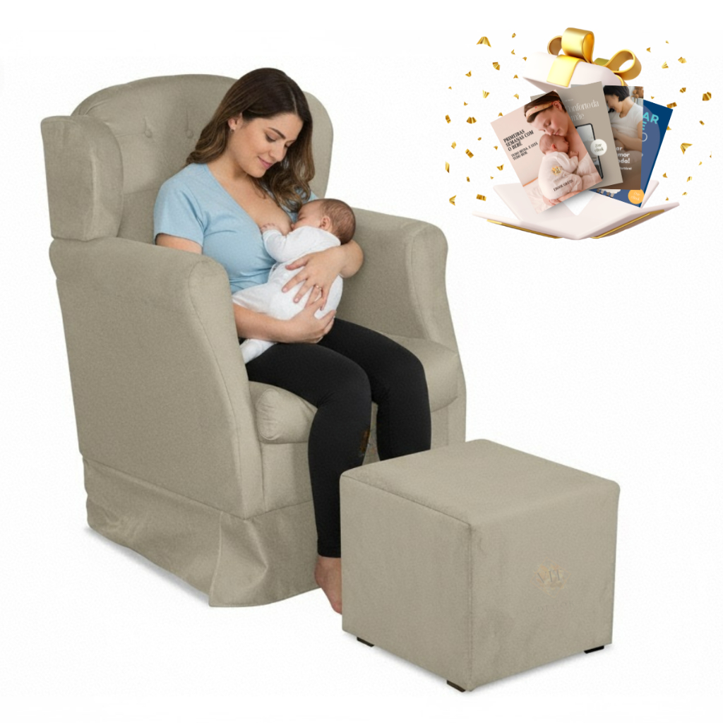 Poltrona de Amamentação com Balanço Estofada Aconchegante + Puff + Brinde 4 Ebooks Exclusivos em Oferta na Shopee