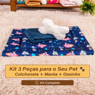 Kit 3 Peças Mantinha Ossinho Pet Colchonete Cobertor Coberta Cobertinha Osso Brinquedo Cachorro Gato em Oferta na Shopee