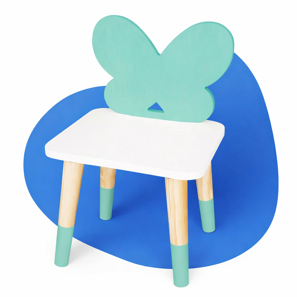 Cadeira Infantil Madeira Borboletinha Grande A partir de 7 Anos Mobiliário Quarto Brinquedo Criança Kit Livro Educativo