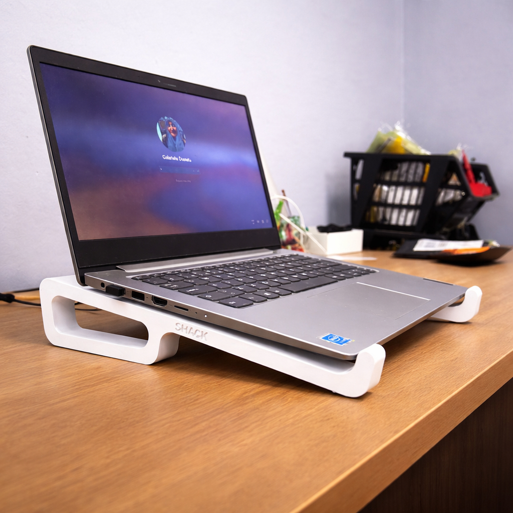 Suporte para Notebook Ergonômico  Base Elevada Antiderrapante Ventilado Resistente -SHACK em Oferta na Shopee