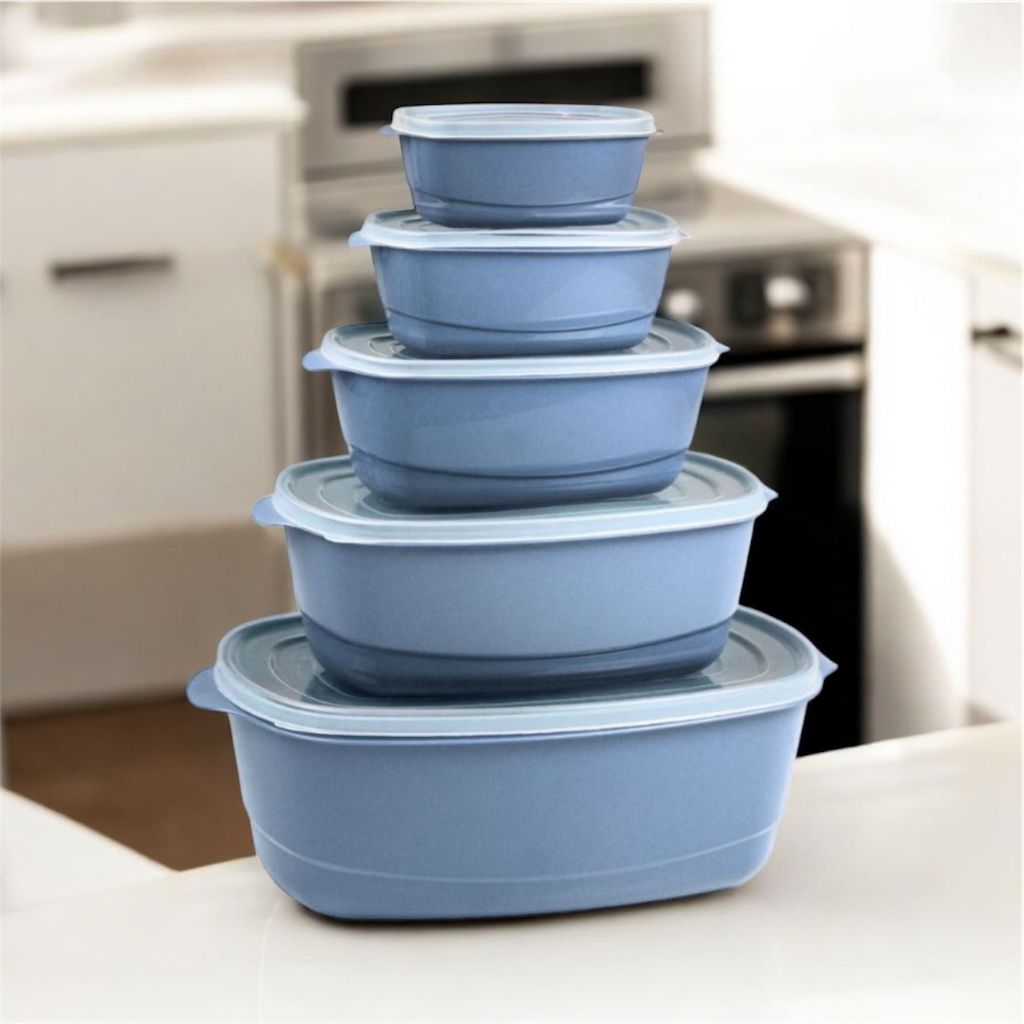 Kit com 5 Vasilhas Retangulares Potes Multiuso Mantimentos Cozinha Utilidades