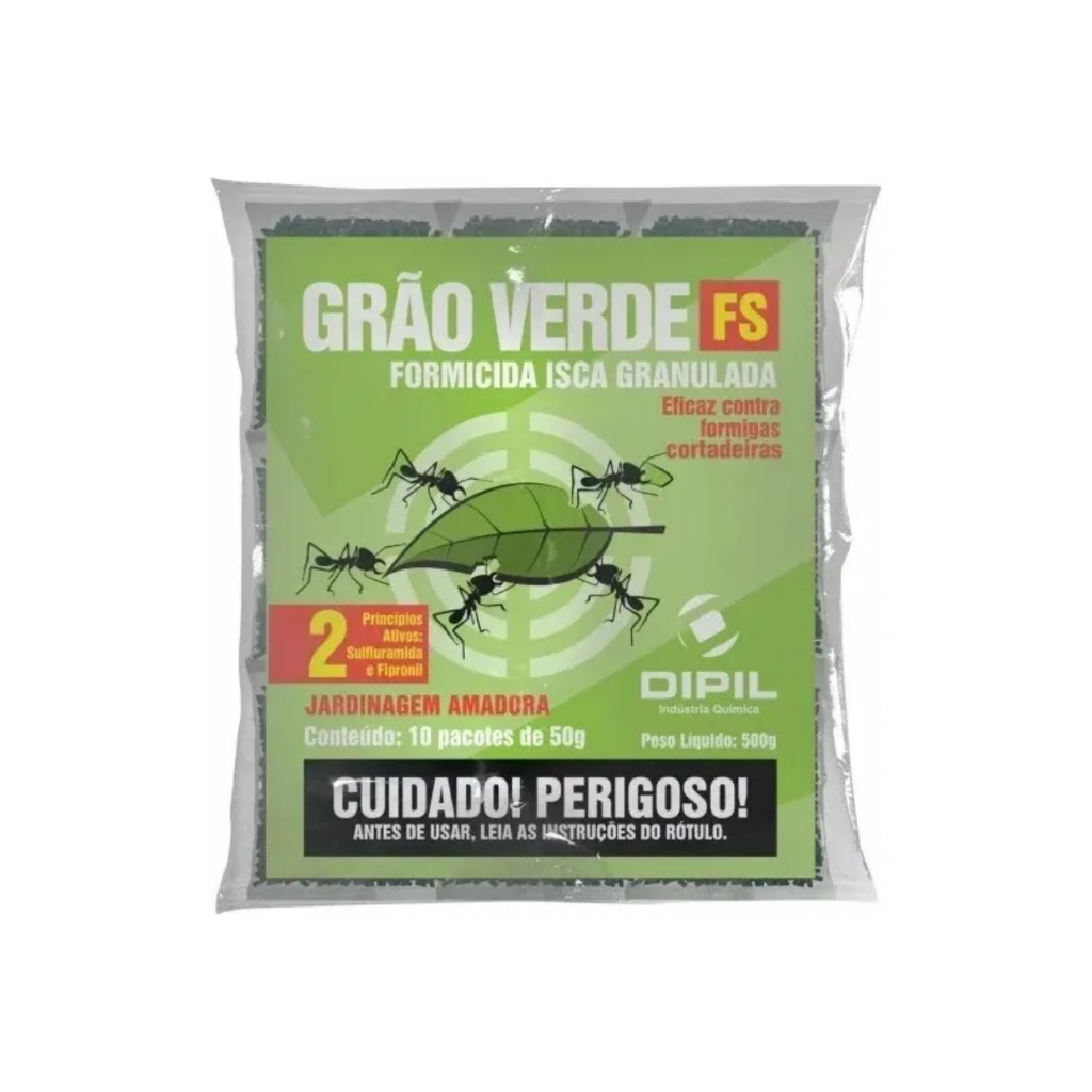 Grão Verde Isca Formigas Cortadeiras 500g DIPIL - Controle Rápido Formigas Jardim