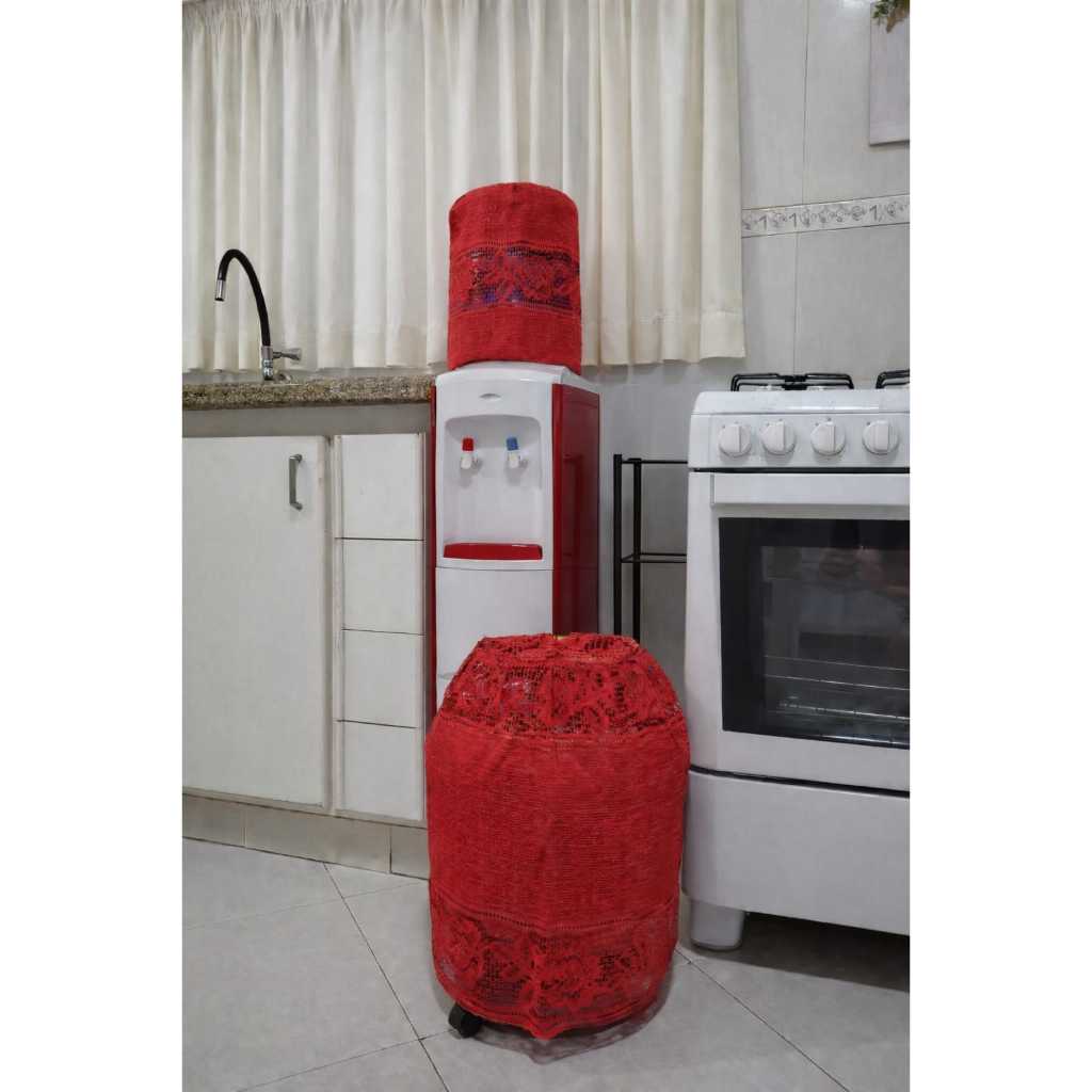 Kit Capa Botijão de Gás + Capa Galão 20L Renda Floral Grossa Luxo Cozinha  2 peças em Oferta na Shopee