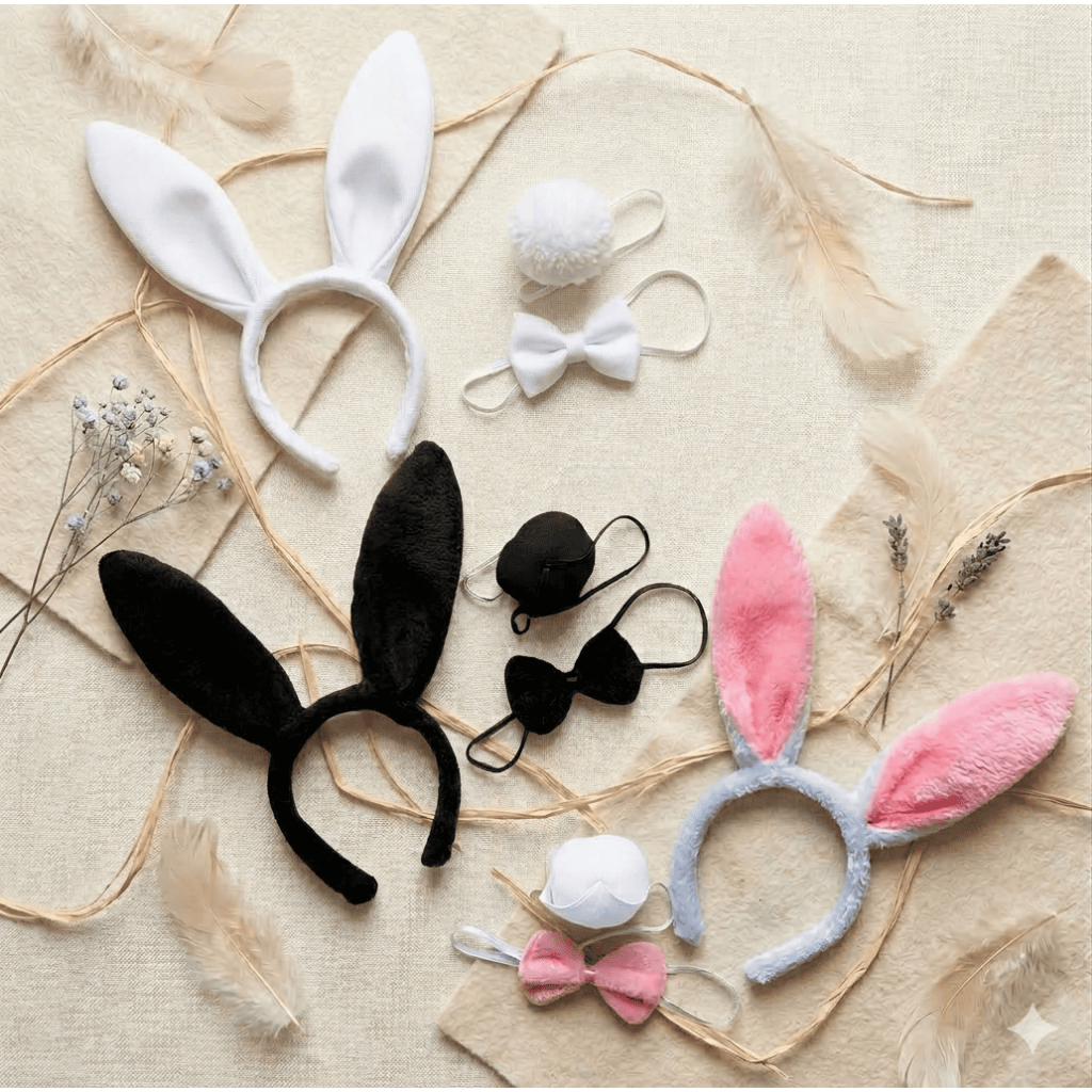 Fantasia Coelhinha Coelinha Pelúcia Tiara Gravata Rabo Rosa Páscoa Festa Ajustável Coelho