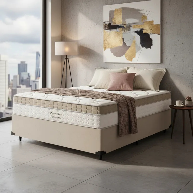 Cama Box com Colchão de Molas Ensacadas Pillow In Anjos Premium Dream Casal 138cm