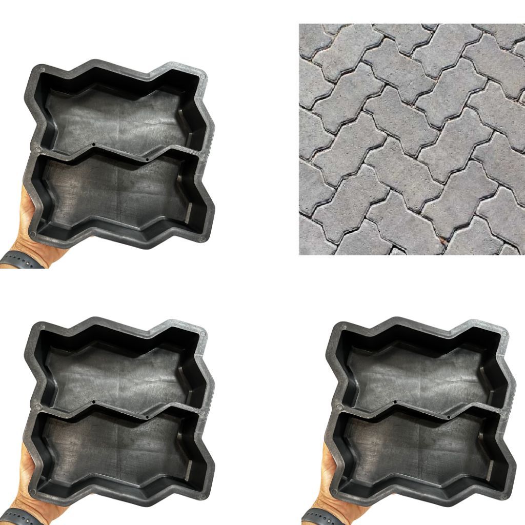 Kit 3 Formas Paver 16 Faces 24x10x6 Molde Piso Intertravado Concreto Resistente