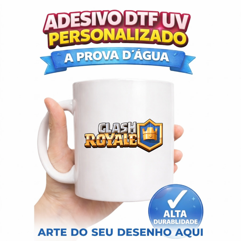 CLASH ROYALE ADESIVO DTF 7,5CM - A PROVA D'ÁGUA - ÓTIMA QUALIDADE, RESISTENTE DTF UV, ALTO RELEVO