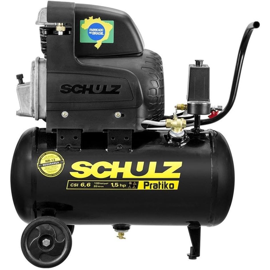 Compressor De Ar Portátil Schulz Pratiko Csl6.6/20 Preto Fase Elétrica Monofásica Frequência 60Hz