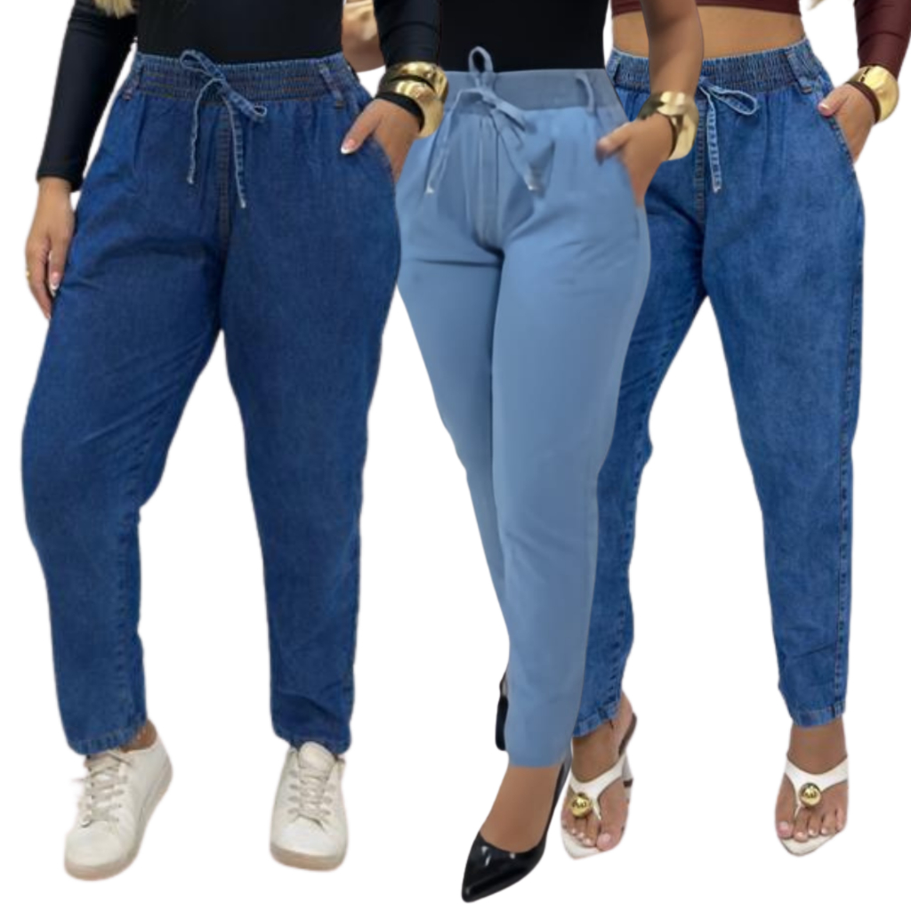 Calça Jeans Feminina Cintura Alta Capri Tecido Leve Confortável