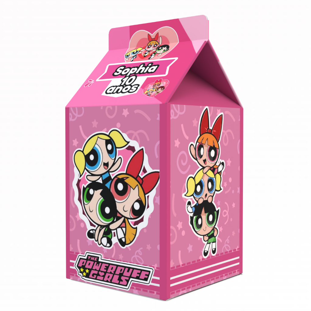 Caixinha Milk Meninas Super Poderosas - para Festa Personalizada - Lembrancinha para Festa