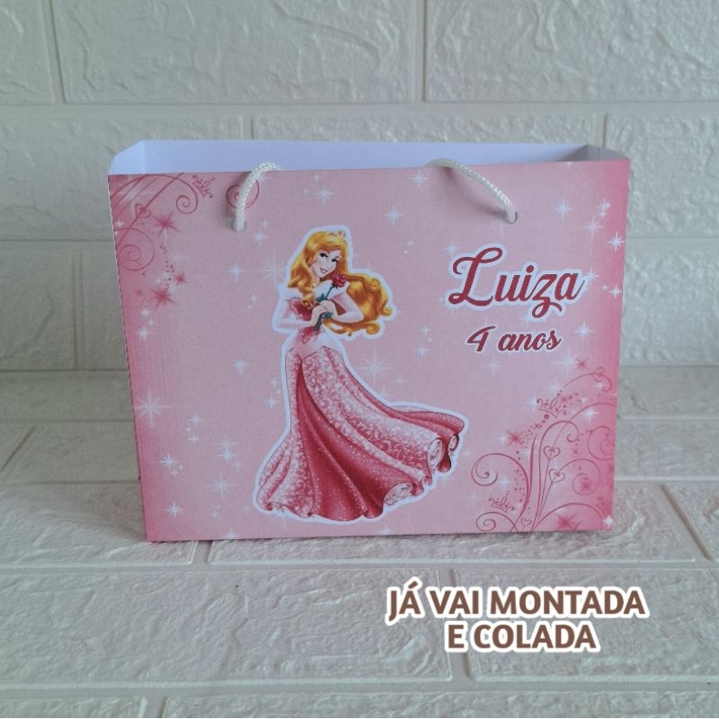 Sacolinha Personalizada Princesa  Bela adormecida Aurora ( já vai montada) Lembrancinha |Aniversário |Festa Infantil