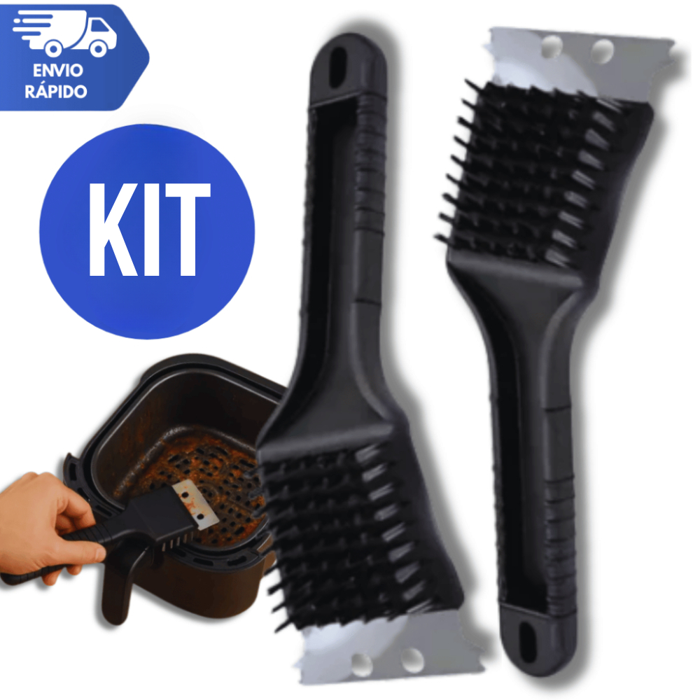 Limpa Grelha e Airfryer Aço Inox Escova e Raspador para Limpar Churrasqueira Variáveis