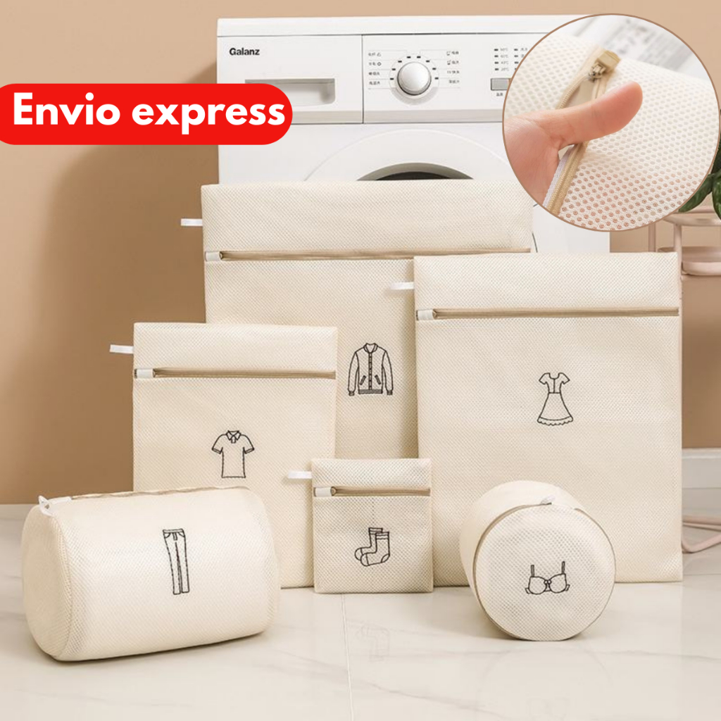 Kit 6 Sacos Lava Roupa Facil Para Máquina de Lavar Delicadas  Íntimas Organizador de Roupas Ziper