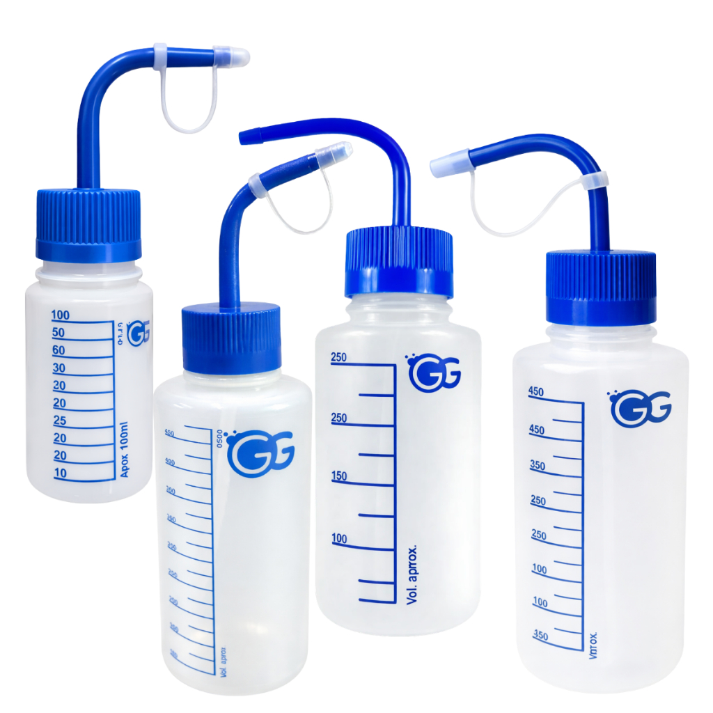 Pisseta Graduada Plástica Almotolia Frasco 1000ml/500ml/250ml/125ml Bico Curvo Cilios