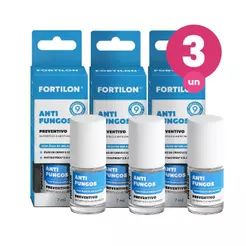 Kit 3 Base Anti Fungos Fortilon Dailus Tratamento e Recuperação de Unhas Óleo de Melaleuca 7ml