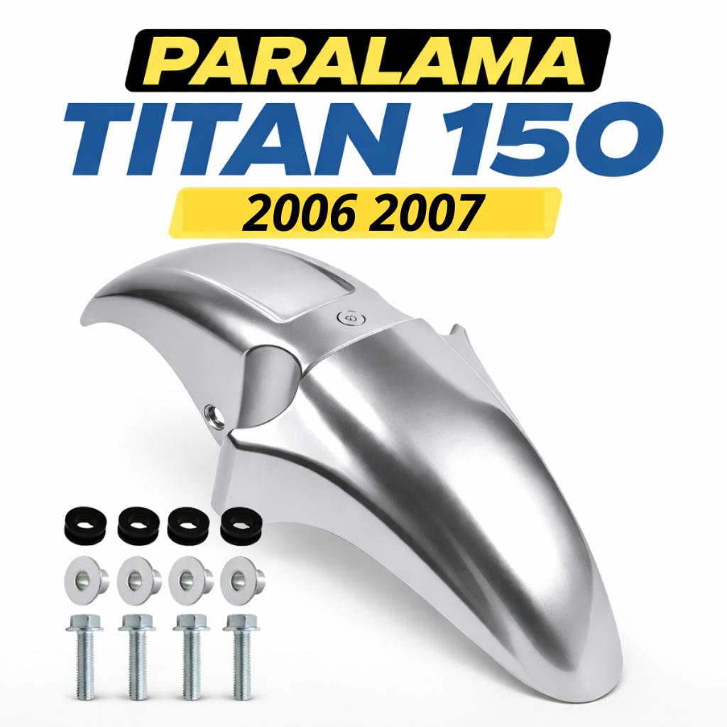 Paralama Dianteiro Titan 150  2006 2007 Prata Metálico Completo Com Parafusos Fixação em Oferta na Shopee