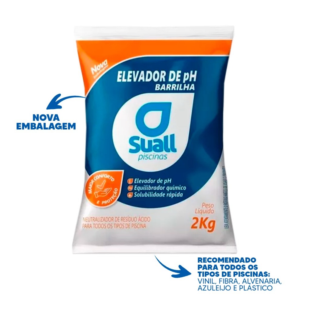 Barrilha Elevador De Ph 2kg Suall Em Pó Para Piscinas em Oferta na Shopee