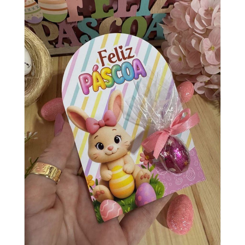 Card Porta Ovinho Páscoa | Lembrancinha Personalizada | Acompanha Ovinho | Kit 5 unidades