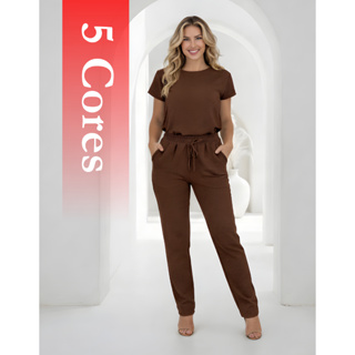 Calça E Blusa Feminina Conjunto Casual Soltinho Manga Curta Camiseta Leve Social em Oferta na Shopee