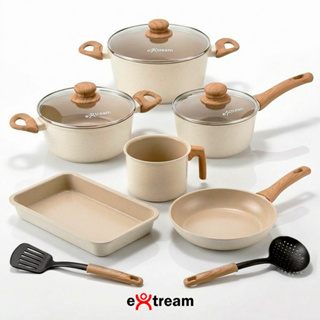 Jogo de Panelas Revestimento Ceramica Indução 8 peças Extream Kyoto Marmol Light em Oferta na Shopee