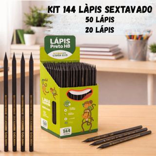 Kit Lapis de escrever 144 resina sextavado ecológico preto barato atacado revenda material escolar em Oferta na Shopee