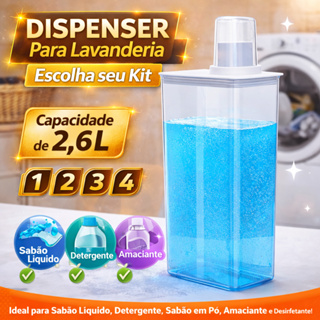 Dispenser Organizador Lavanderia Sabão Líquido Em Pó Amaciante Tira Manchas 1,3L 2,6L em Oferta na Shopee