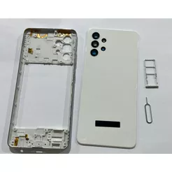 Tampa Traseira + Carcaça Aro Com Lateral Botão Lente Gaveta + Chavinha Compativel A32 4g A325 Branco
