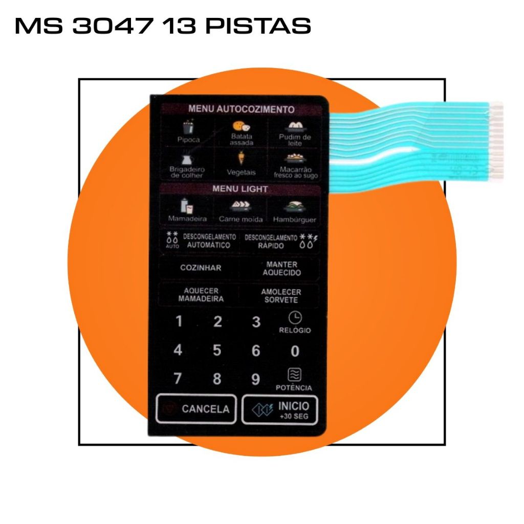 Membrana Teclado Microondas LG Ms3047g Ms 3047g - 13 Pistas