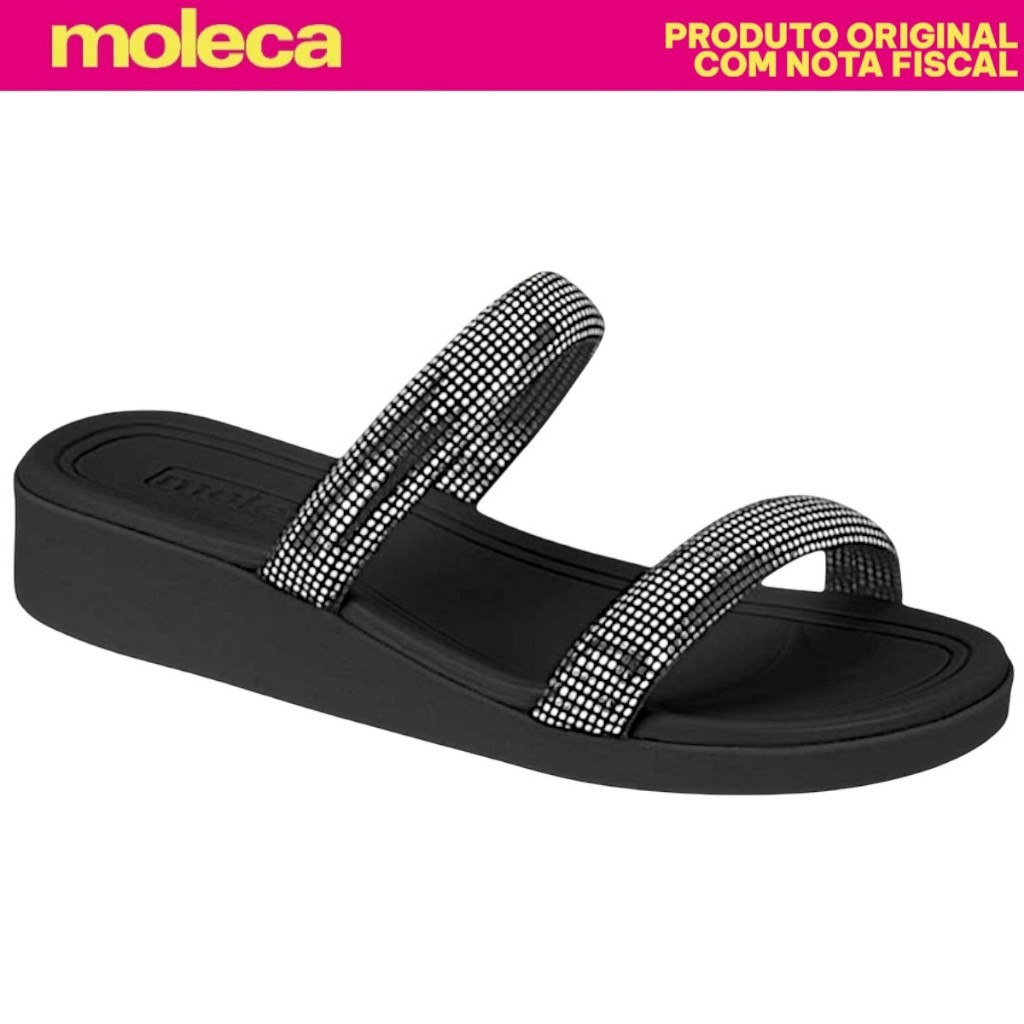 Tamanco Moleca Anabela Slide Tira Brilho Feminino