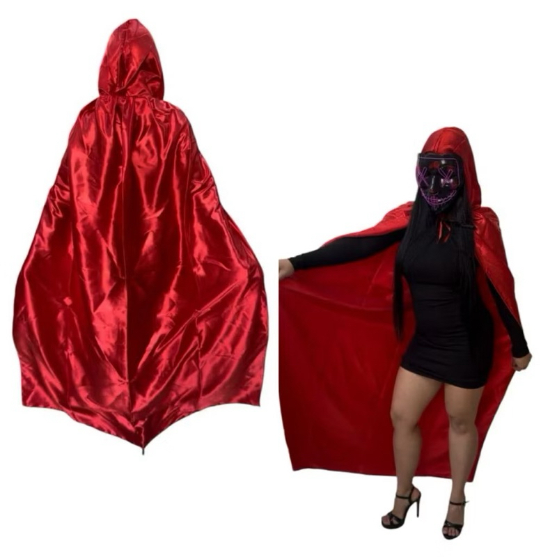 CAPA CHAPEUZINHO VERMELHO LONGA | TECIDO: CETIM | FESTA FANTASIA | COSPLAY | HALLOWEEN | CARNAVAL | PERSONAGEM | TOUCA