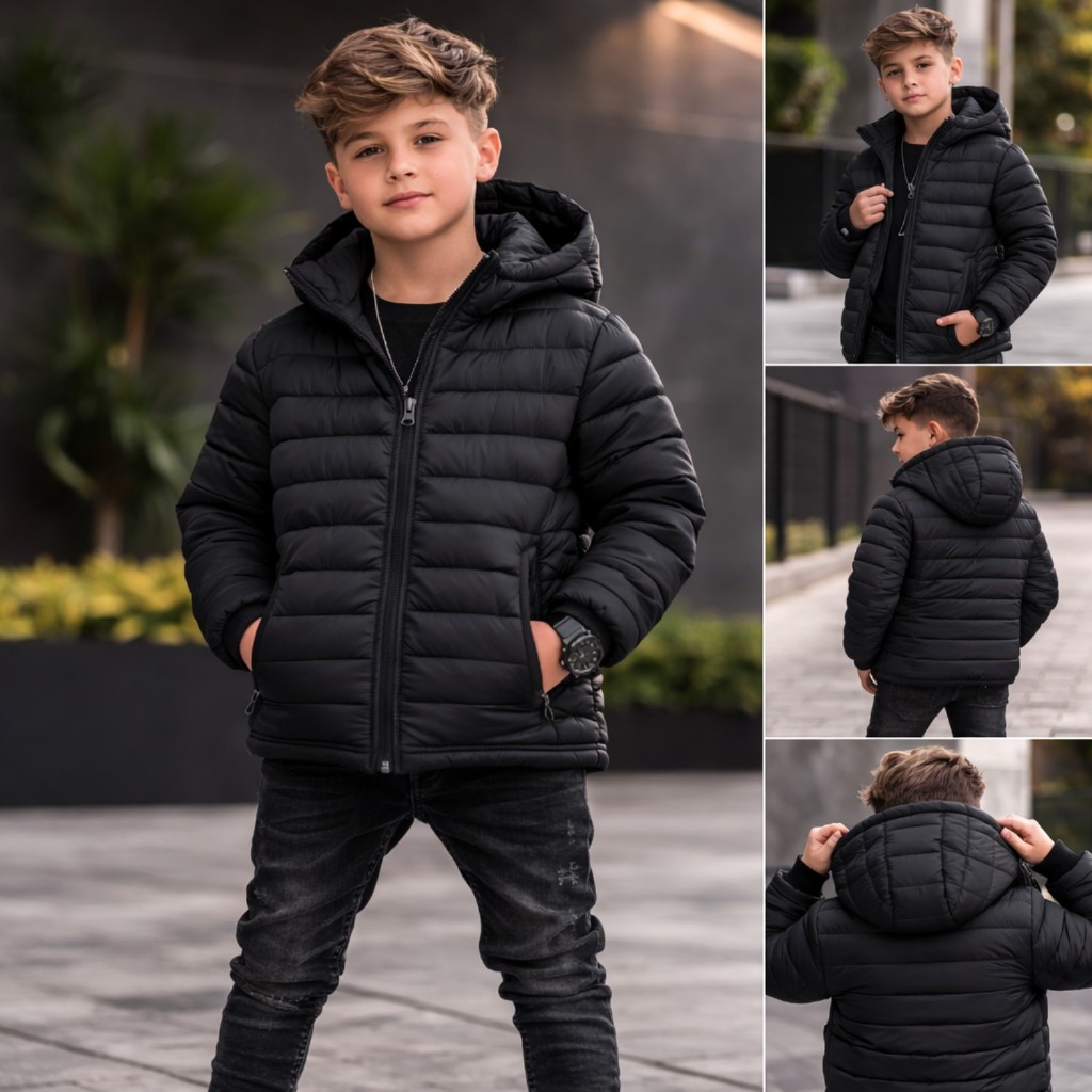 Jaqueta Puffer Infantil Bobojaco Masculino Peluciada Capuz Removível Inverno Frio em Oferta na Shopee