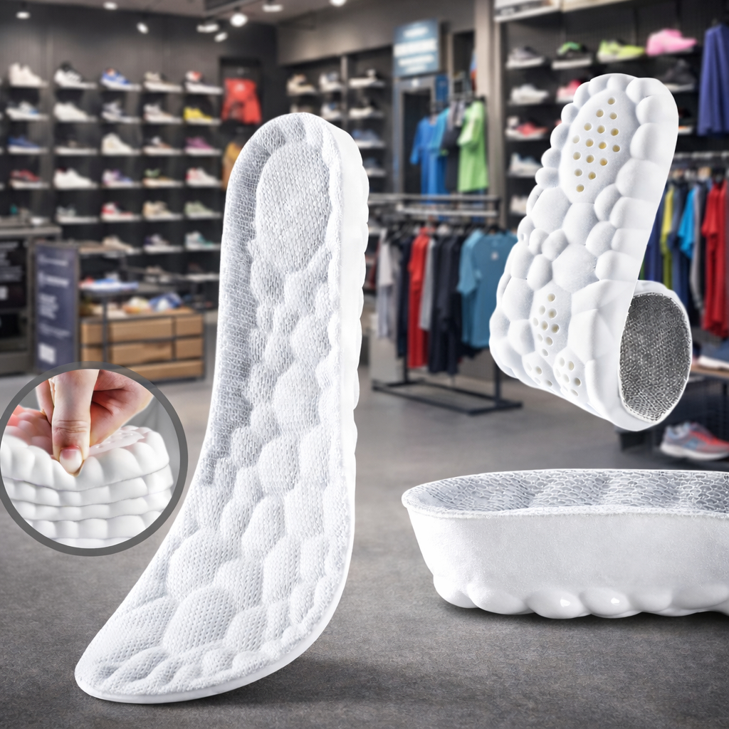 1 a 4 Pares Palmilha Tenis Ortopedica 4D Trabalho Confortavel Dor Fascite Plantar Esporão Calcâneo Masculina Feminina