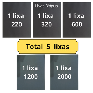 Lixa 220 320 600 1200 2000 Kit 1 2 ou 3 Folhas Cada Grão D'água Lixamento Polimento Plásticos Metal em Oferta na Shopee