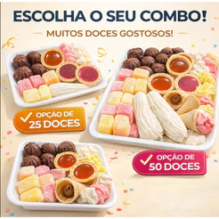 Doces antigos típicos de infancia 50 e 25 unidades Atacado Revenda Festa Eventos Junina
