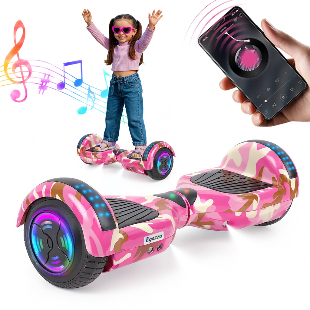 Hoverboard 6.5” Novas Rodas Super Estilosas Com LED Bluetooth Motor 600W Bateria Capacidade