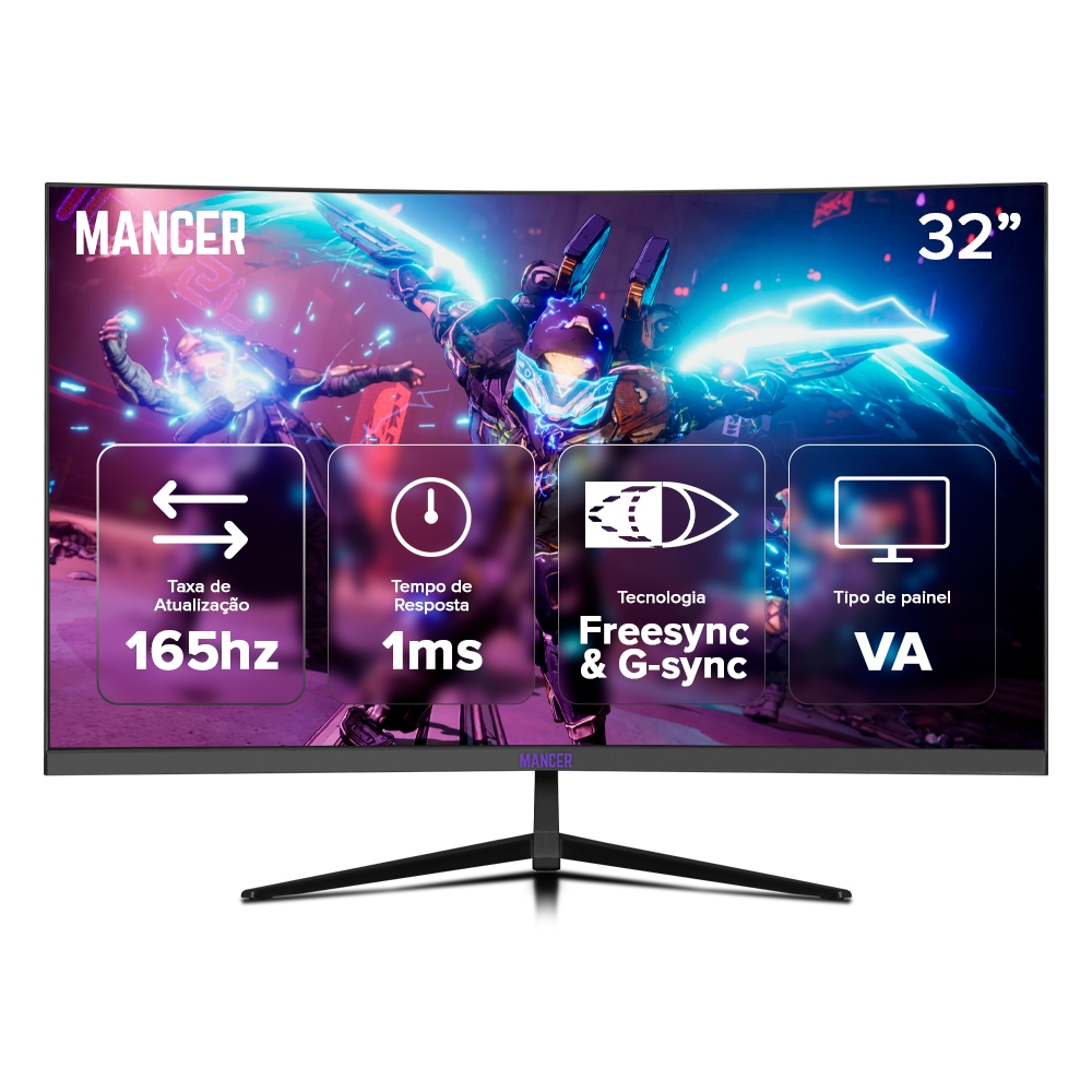 Monitor Gamer Mancer Leviathan, 32 Pol, VA, Curvo, FHD, 1ms, 165Hz, HDMI/DP, MCR-LEVHT01-BL01