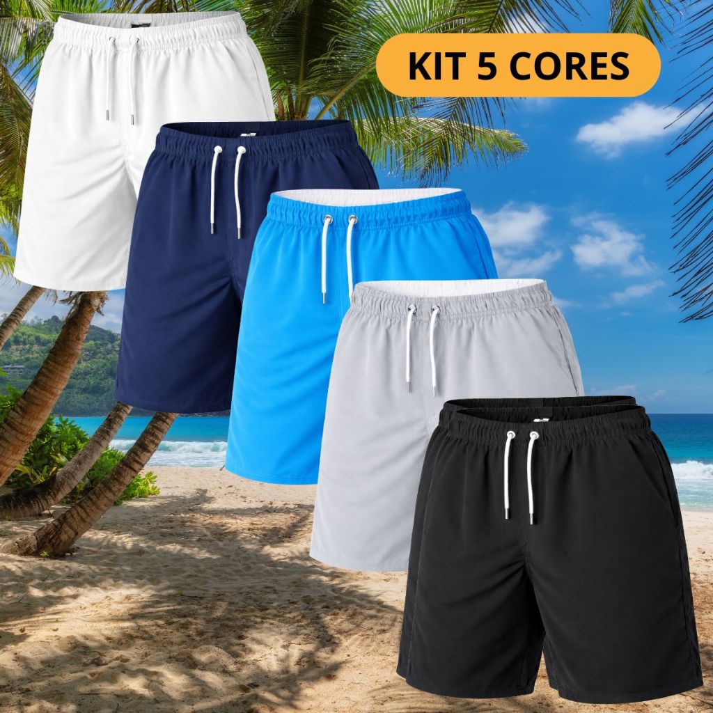 Short Esportivo Masculino Tactel Elastano Corrida Academia Tecido Leve Secagem Rapida